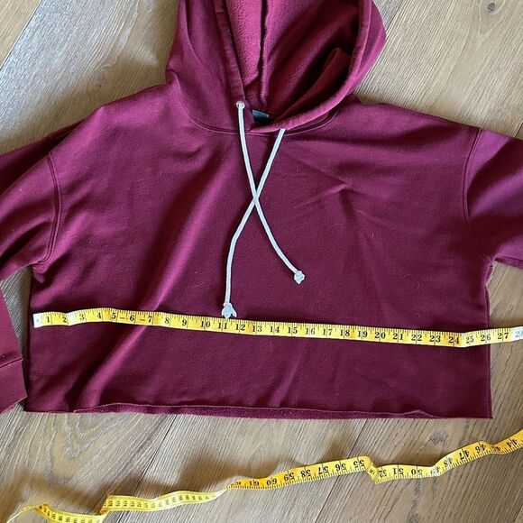 Wild Fable Cropped Hooded Sweatshirt in Merlot - Picture 5 of 8